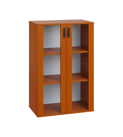 LN 3 - 7S kancelářská skříň, 2-dveřová, prosklená, 1107x720x400, třešeň šumavská